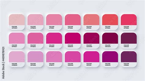 pantone colour palette catalog samples pink  rgb hex neomorphism vector stock vector adobe
