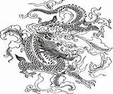 Coloring Dragon Pages Chinese Dragons Adults Drawing Festival Boat Advanced Printable Ancient Head Animal Hard Color Sheets China Drawings Print sketch template