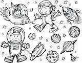 Space Outer Coloring Pages Doodle Vector Sketch Clipart Printable Drawing Illustration Stock Shuttle Set Color Clip Kids Adults Cool Getdrawings sketch template