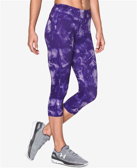 under armour heatgear compression printed capri leggings in purple