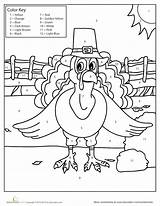 Thanksgiving Number Color Worksheets Coloring Pages Turkey Kids Printable Fall Grade Worksheet Numbers Printables Sheets Activity Colors Crafts Preschool Education sketch template