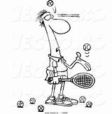 Cartoon Tennis Ball Hit Coloring Outline Player Face Male Vector Being After Ron Leishman Royalty sketch template