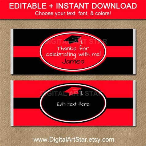 printable graduation candy bar wrappers templates williamson gaus