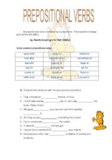 english teaching worksheets prepositional verbs