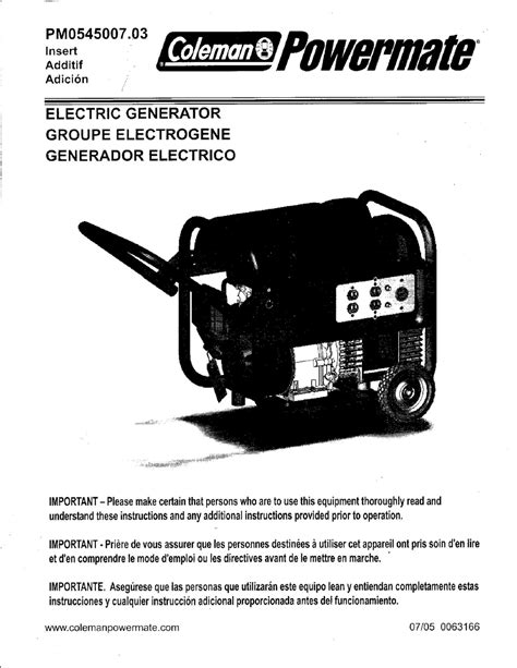 powermate  generator parts manual wiring core