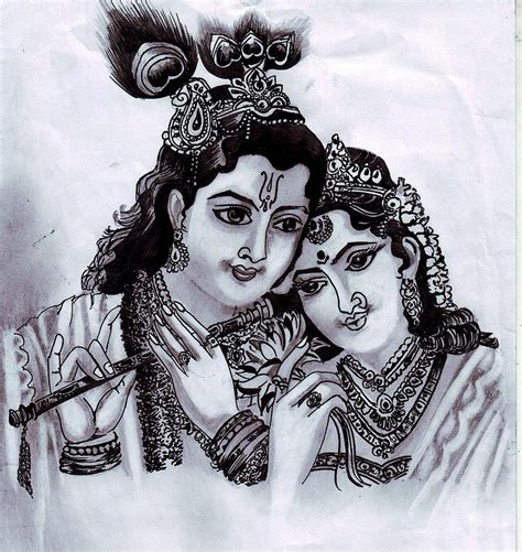 Radha Krishna Drawing By Saoni Banerji