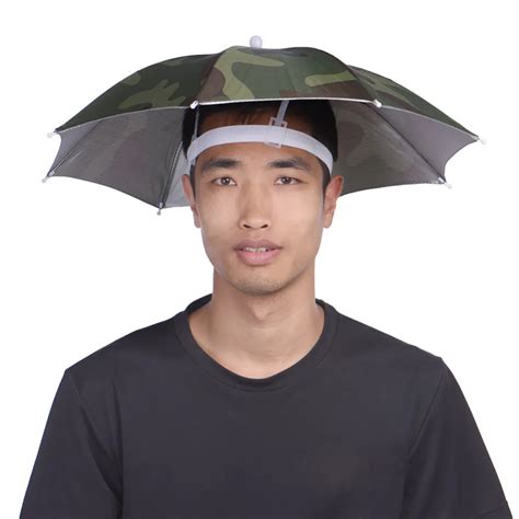 camouflage foldable headwear sun umbrella fishing hiking beach camping