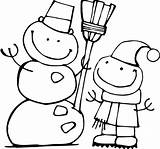 Coloring Snowman Winter Pages Cute Snowmen Printable Color Print Two Nieve Kids sketch template