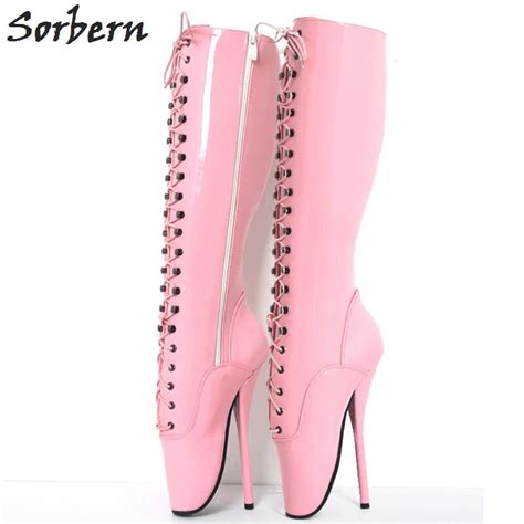 sorbern sexy 18cm knee high spike high heel ballet boots for woman