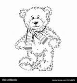 Bear Teddy Scarf Drawing Vector Royalty sketch template