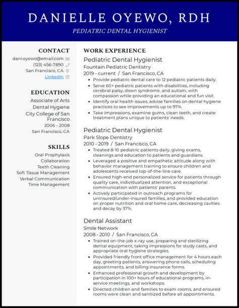 dental hygienist resume examples  worked