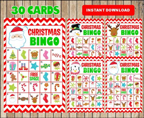 printable  christmas bingo cards printable christmas bingo
