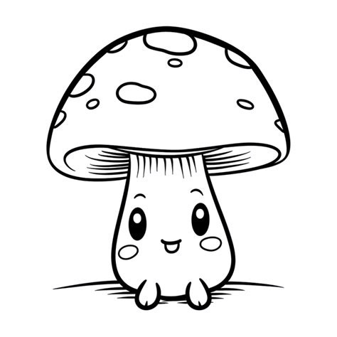 coloring pages cute  mushroom cartoon  eyes outline sketch