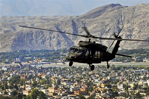 unmanned  flying black hawk military helicopter  step closer