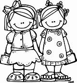 Friends Melonheadz Clipart Lds Sisters Coloring Girls Clip Sister Illustrating Pages Two Siblings Cliparts Children Friend Conference Easter Drawings Inspirations sketch template