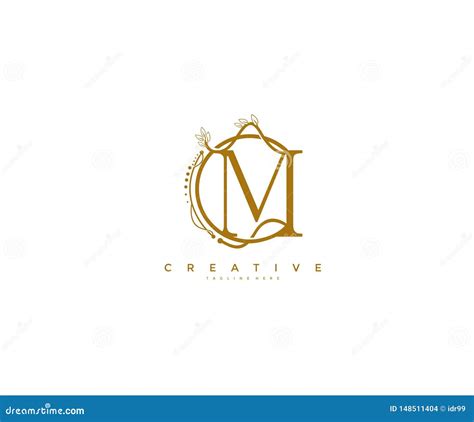 letter  floral monogram rounded ornate elegant logo design stock vector illustration  leaf