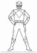 Ranger Power Yellow Rangers Draw Drawing Step Cartoon sketch template
