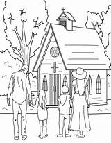 Church Coloring Going Family Pages Printable Drawing Easy Printables Bible Sunday School Country sketch template