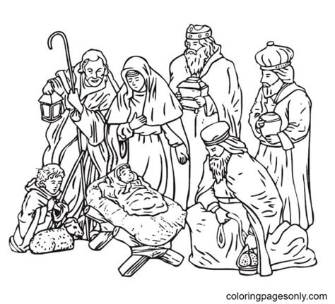 beautiful nativity scene coloring page  printable coloring pages