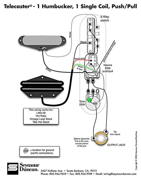 tele wiring diagram  humbucker  single coil  pushpull telecaster build pinterest