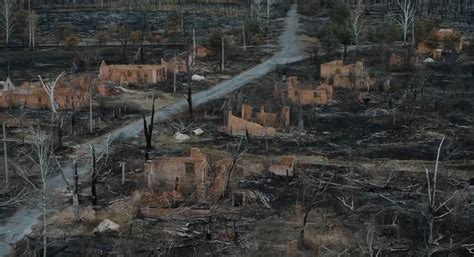 shocking drone footage shows  devastation  chernobyl forest fires