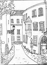 Coloring Pages House Colouring Para Architecture Dibujos Buildings Drawing Ausmalbilder Adult Paisaje Zum Haus Colorear Da Häuser Sketches Book Printable sketch template