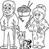Coloring Grandparents Family Pages People Cat Surfnetkids Next sketch template