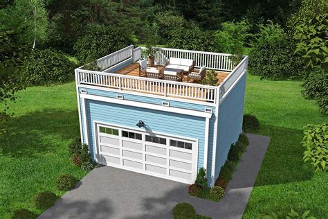 Garage With Roof Top Deck 68437vr Architectural Designs House Plans