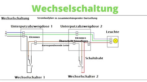 wechselschaltung mit steckdose aufgeloeste darstellung elektroinstallation wechselschaltung