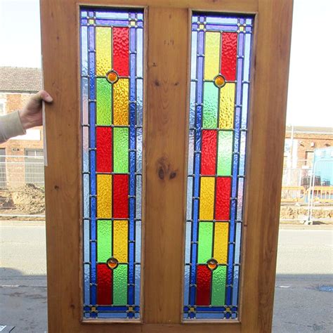 4 panel bullseye stained glass interior door period home style