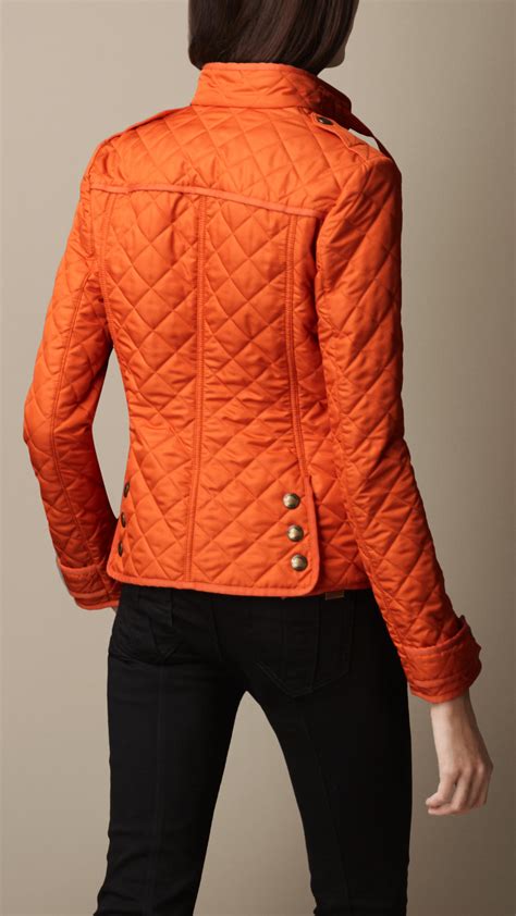 lyst burberry heritage quilted jacket  orange