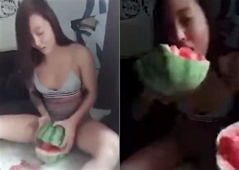 Woman Crushes Watermelon With Her Crotch Takes A Bite In