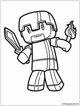 Minecraft Herobrine Pages Coloring Color Printable sketch template