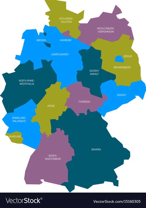 Map Of Germany Devided To 13 Federal States And 3 Vector Image