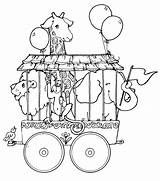 Circus Coloring Train Pages Giraffe Lion Elephant Preschool Theme sketch template