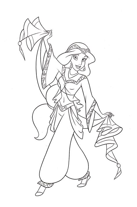 jasmine coloring pages princess pictures color pages collection
