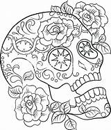 Coloring Skull Sugar Pages Tattoo Adults Print Skulls Pdf Color Book Punk Total Adult Printable Drama Advanced Rock Books Colouring sketch template