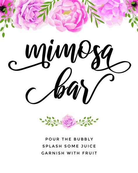 mimosa bar sign  printable printable world holiday