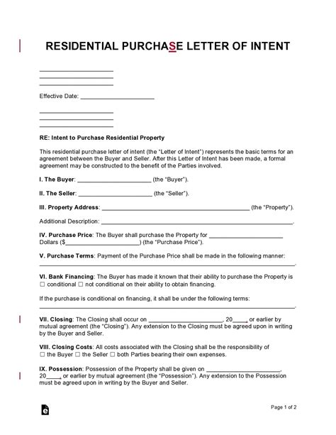 letter  intent  sell template