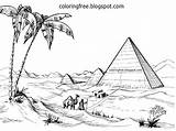 Egyptian Egypt Drawing Coloring Pages Printable Giza Pyramid Desert Color Draw Nile Worksheets Adults Scenery Clipart Background River Teenagers Young sketch template