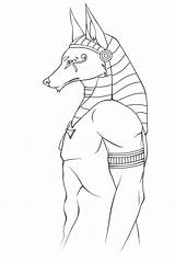 Anubis Lineart Colouring sketch template