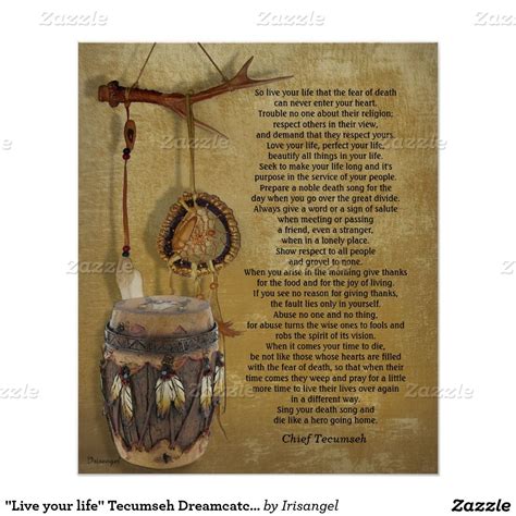 Live Your Life Tecumseh Dreamcatcher And Drum Poster Zazzle Dream