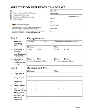 au application  divorce form  fill  printable