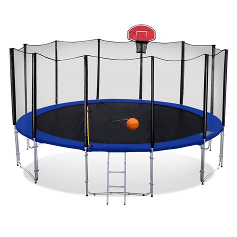 exacme  ft big trampoline  safety enclosure net  basketball
