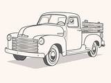 Trucks Chevy Truck Coloring Pages Cars Old Vintage Christmas Pickup Illustration Farm Adult Colouring Antique Dribbble Books Classic Printable Red sketch template