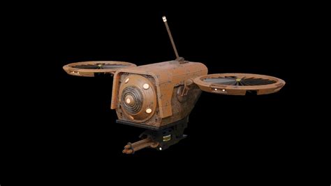 model sci fi rust drone vr ar  poly cgtrader