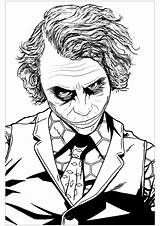 Joker Coloring Heath Ledger Pages Batman Adults Color Dark Knight Movie Printable Adult Movies Justcolor Infamous Villain Inspired Harley Artwork sketch template