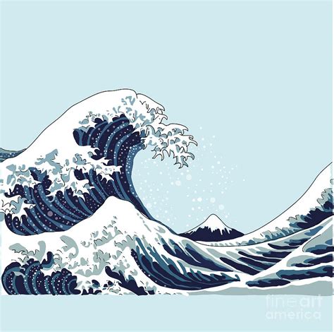 wave vector illustration japanese digital art  aleksandrav pixels