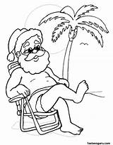 Santa Coloring Christmas Pages Vacation Printable Kids Beach Print Colouring Printables July Tropical Animal Stencils Choose Board sketch template
