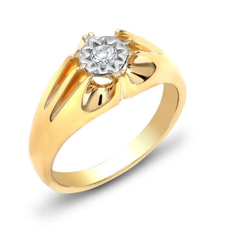 ct yellow gold pts gents single stone diamond ring